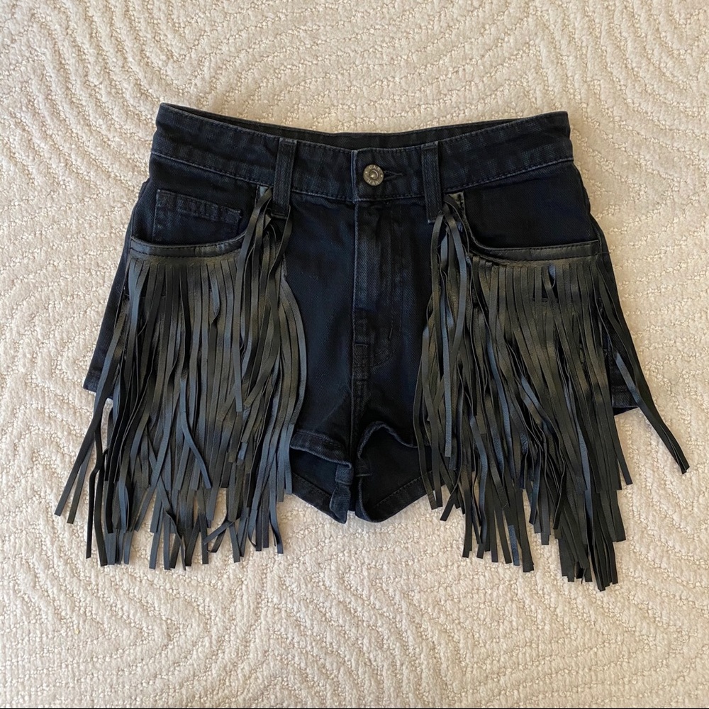 Carmar Leather Fringe Shorts